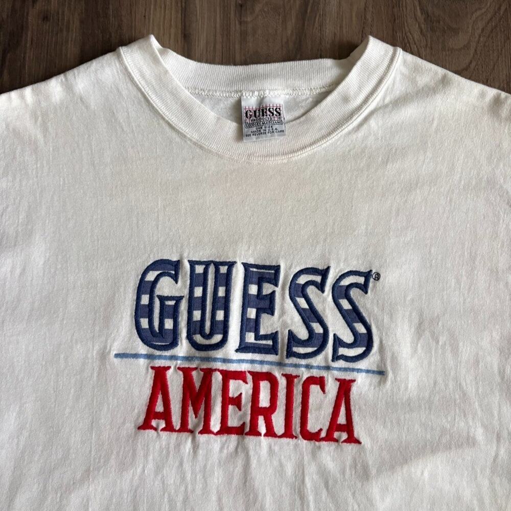 Vintage Guess Jeans T-Shirt Men's Size M White 1990s America Embroidered - Picture 1 of 8